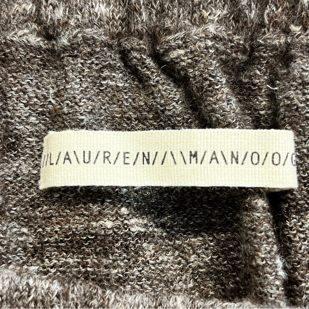 Lauren Manoogian Alpaca Linen Blend Knit Arch Pants in Brown Cream Women Small - Picture 6 of 7